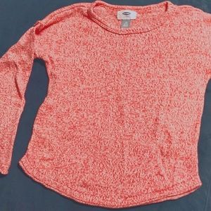 Old Navy Pink & White Sweater Top Side 6-7